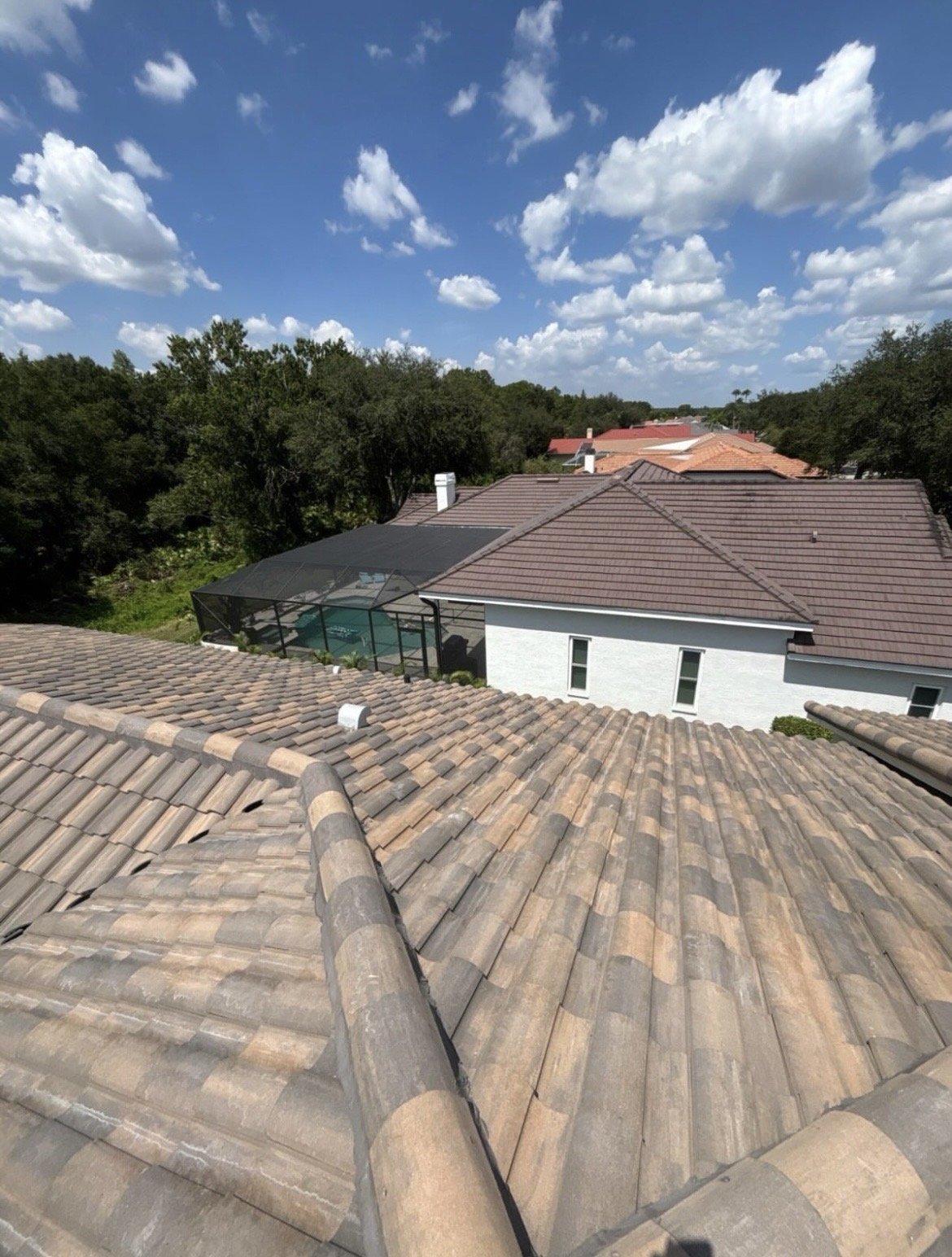 Roof following a completed exterior cleaning project